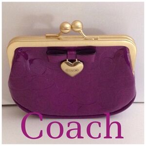 Coach Purple and Gold Kiss-Lock Wallet